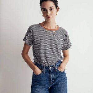 NWOT! Madewell Whisper Cotton Crewneck Tee in Kusama Stripe